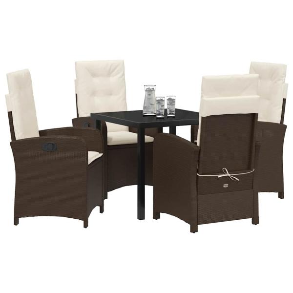 5-teiliges Gartenset mit Kissen Braunes Poly-Rattan