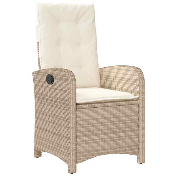 7-teiliges Garten-Dining-Set mit Kissen aus beigem Poly Rattan
