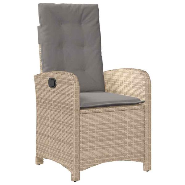 5-teiliges Garten-Esstischset mit Kissen Beige Poly-Rattan