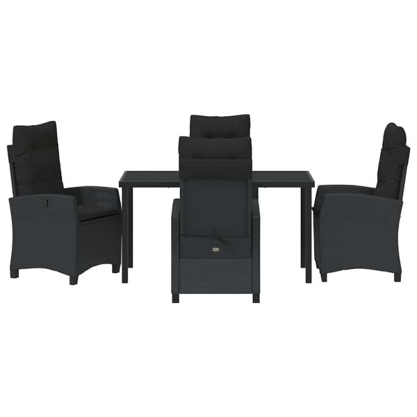5-teiliges Gartendining-Set mit Kissen in Schwarz Poly-Rattan