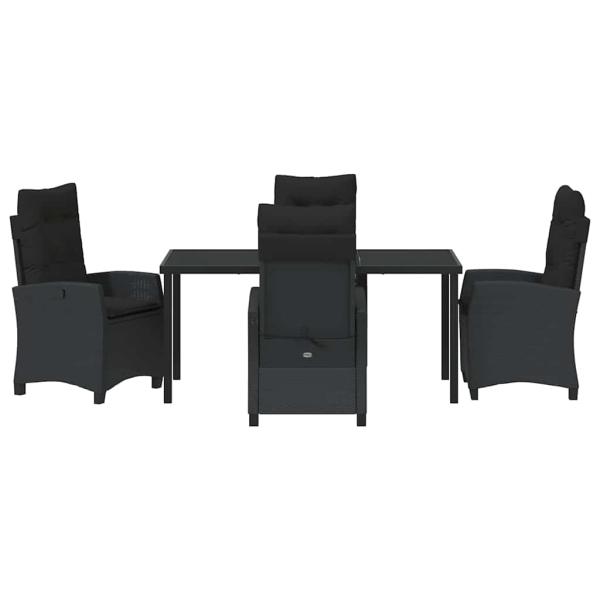 5-teilige Garten-Essgruppe mit Kissen Schwarz Poly-Rattan