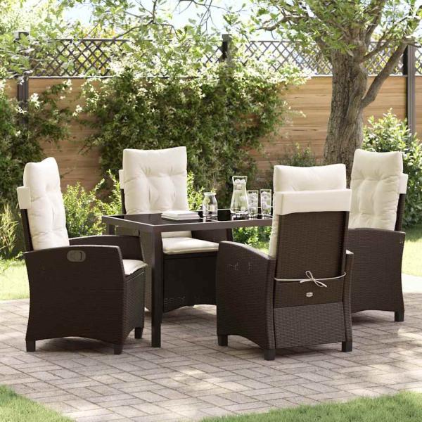 ARDEBO.de - 5-teiliges Garten-Essgruppe mit Kissen Braun Poly-Rattan