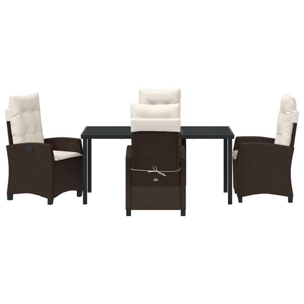 5-teiliges Gartendining-Set mit Kissen Braun Poly-Rattan
