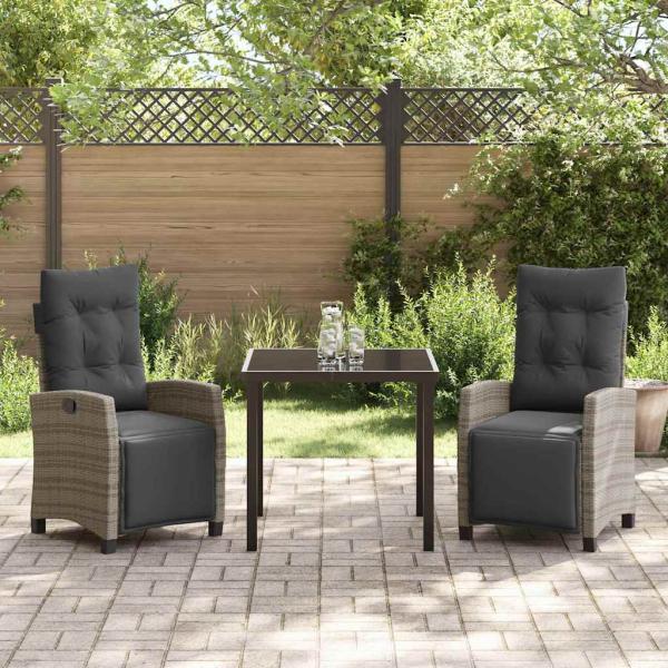 3-teiliges Garten-Dining-Set Grau Poly-Rattan