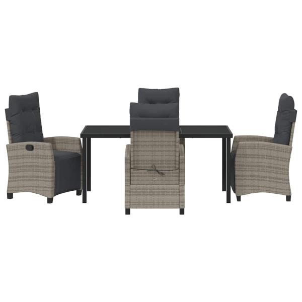 5-teiliges Garten-Esszimmer-Set in Grau aus Poly-Rattan