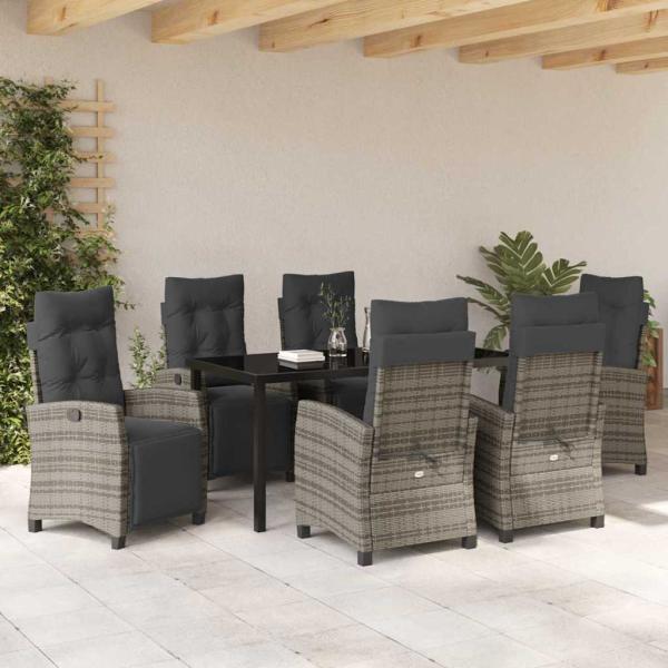 7-teiliges Garten-Dining-Set Grau