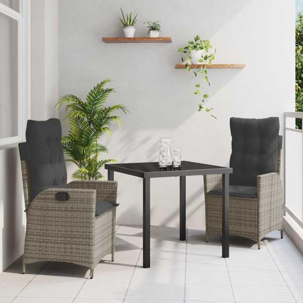 ARDEBO.de - Set von 2 Grau PE Rattan Standard Abnehmbare Bezüge