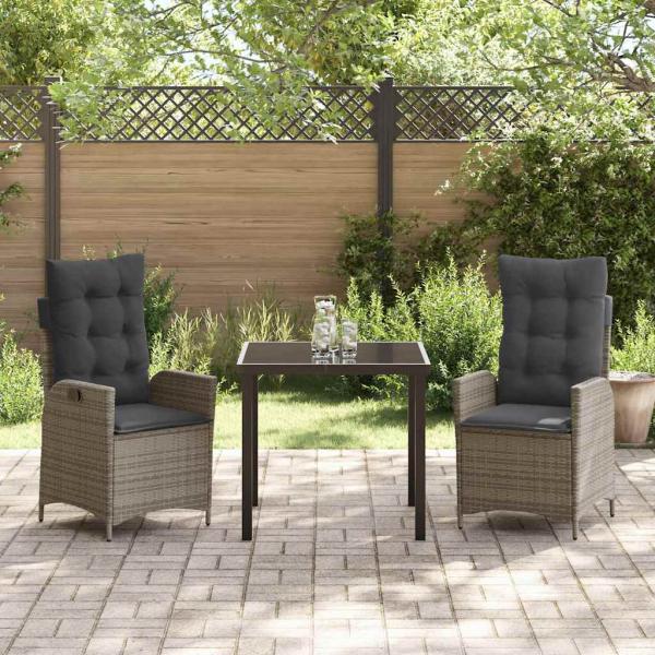 Set von 2 Grau PE Rattan Standard Abnehmbare Bezüge