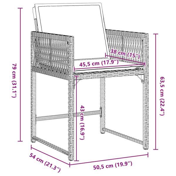 5-teiliges Garten-Essset mit Kissen in beige Poly-Rattan