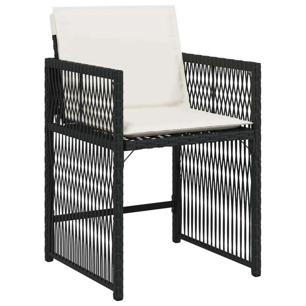 5-teiliges Garten Esszimmer Set mit Kissen Schwarz Poly Rattan