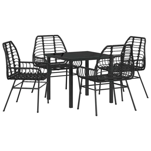 5-Teiliges Garten-Ess-Set Schwarz Poly-Rattan