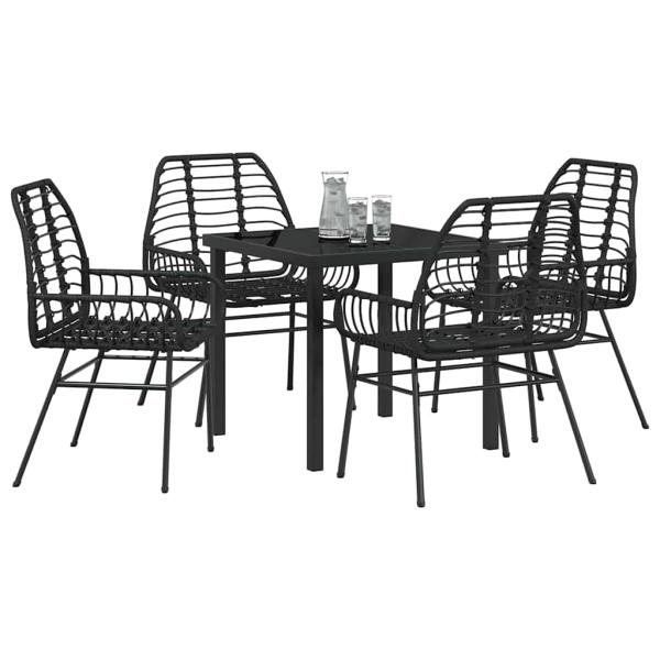 5-Teiliges Garten-Ess-Set Schwarz Poly-Rattan