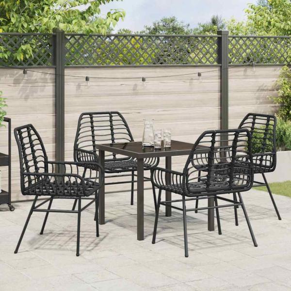 5-Teiliges Garten-Ess-Set Schwarz Poly-Rattan