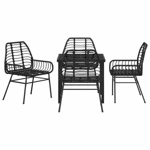 5-Teiliges Garten-Ess-Set Schwarz Poly-Rattan
