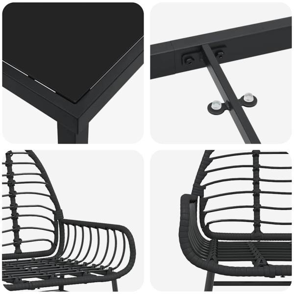 7-teilige Garten-Essgruppe Schwarz Poly-Rattan