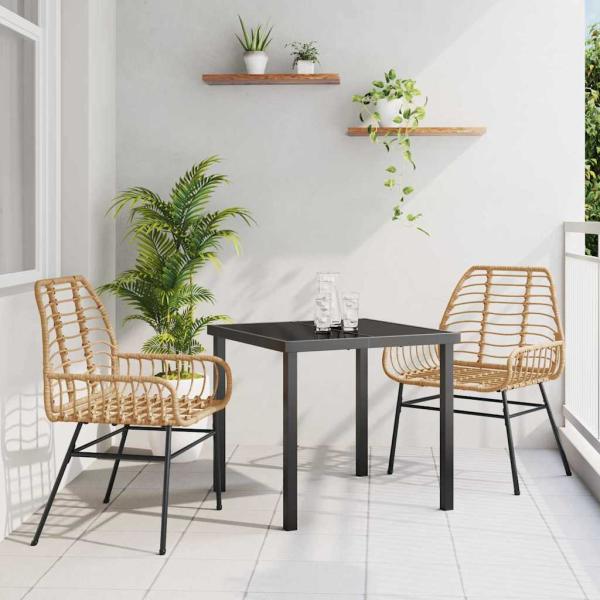 ARDEBO.de - 3-teiliges Gartenessset in Braun aus Poly-Rattan