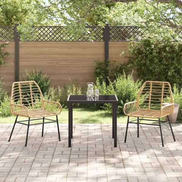 3-teiliges Gartenessset in Braun aus Poly-Rattan