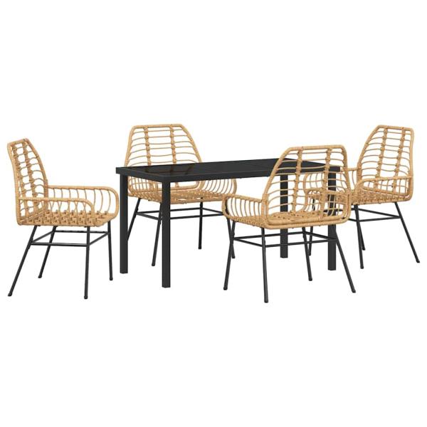 5-teiliges Garten-Dining-Set Braun Poly-Rattan