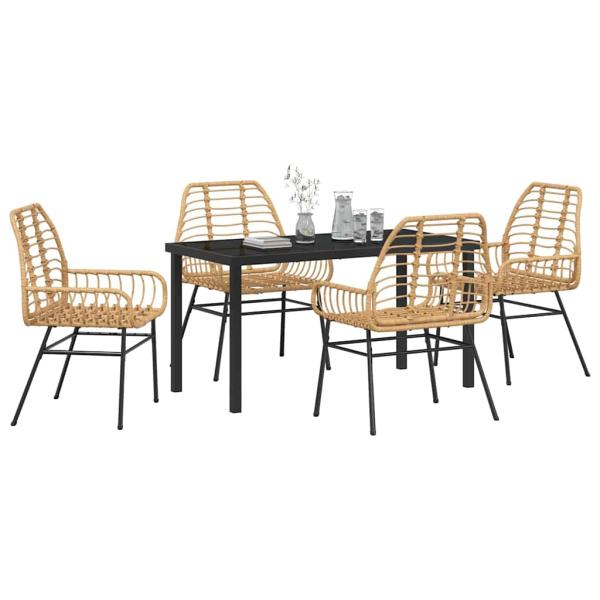 5-teiliges Garten-Dining-Set Braun Poly-Rattan