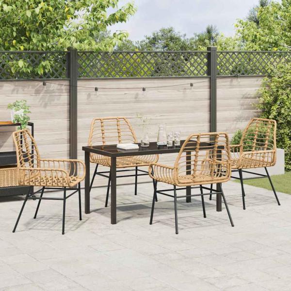 5-teiliges Garten-Dining-Set Braun Poly-Rattan