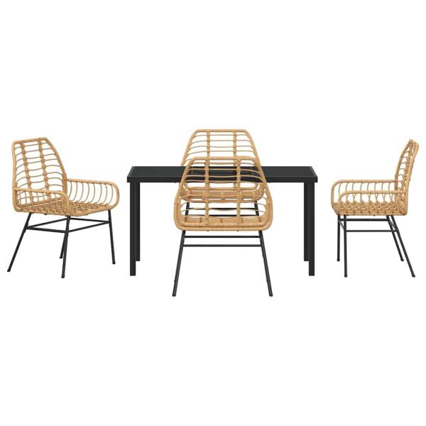 5-teiliges Garten-Dining-Set Braun Poly-Rattan