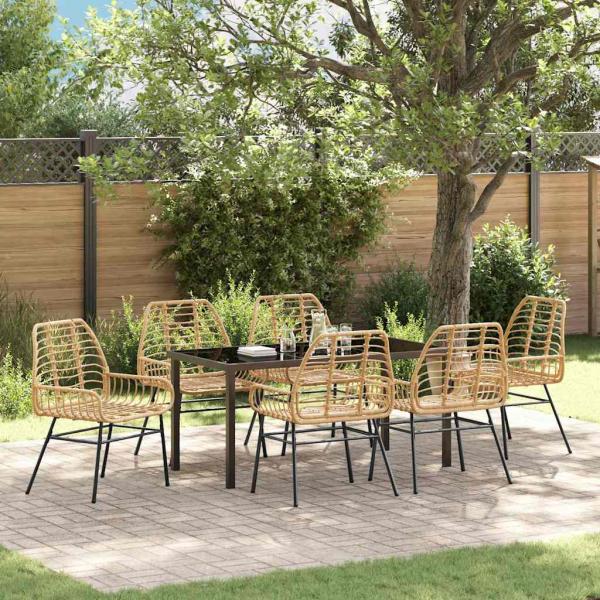 ARDEBO.de - 7-teiliges Garten-Dining-Set Braun Poly Rattan