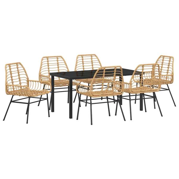 7-teiliges Garten-Dining-Set Braun Poly Rattan