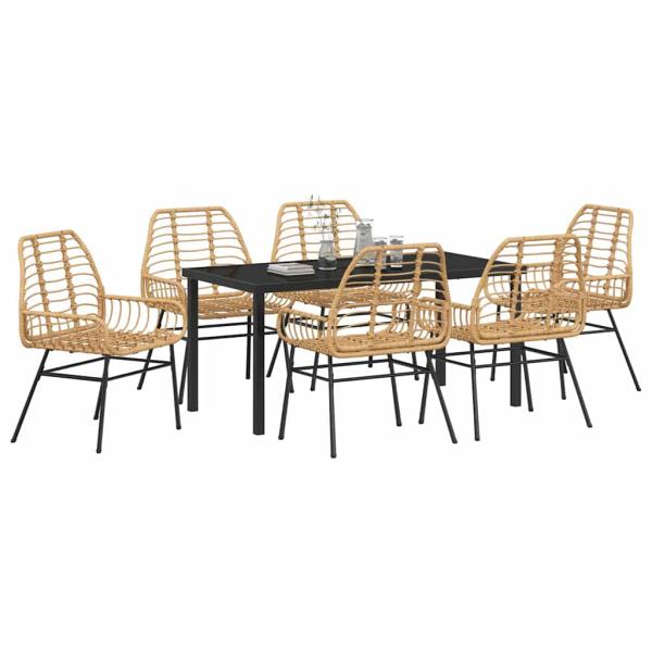 7-teiliges Garten-Dining-Set Braun Poly Rattan