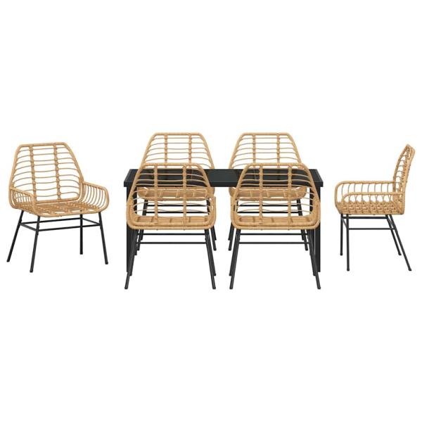 7-teiliges Garten-Dining-Set Braun Poly Rattan