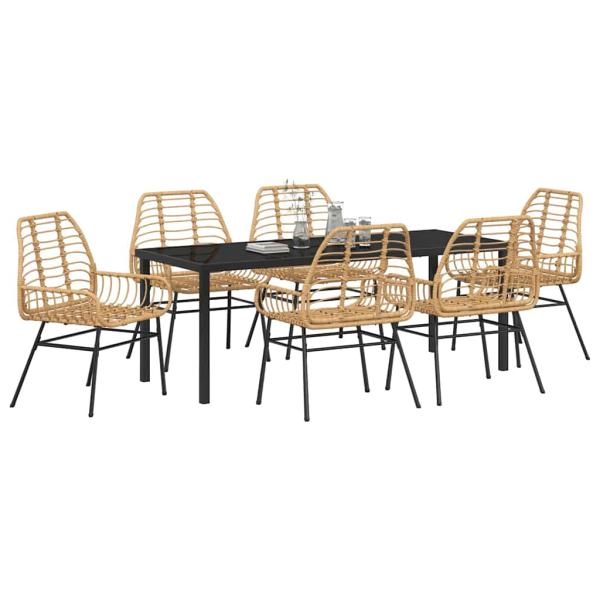 7-teiliges Gartenessset Braun Poly-Rattan