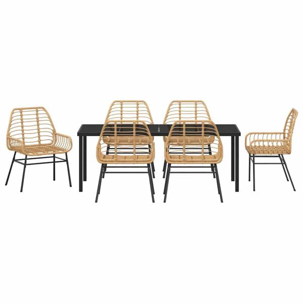 7-teiliges Gartenessset Braun Poly-Rattan