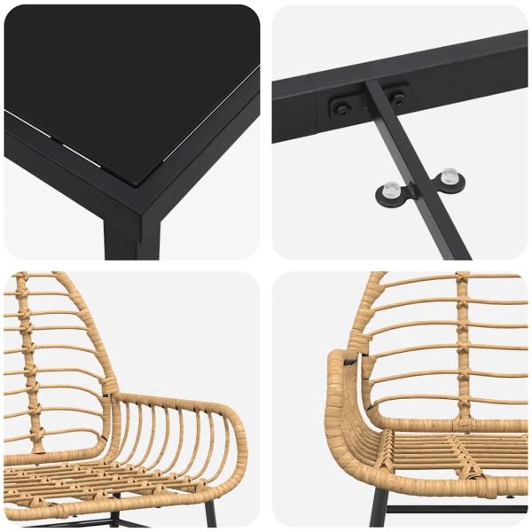 7-teiliges Gartenessset Braun Poly-Rattan