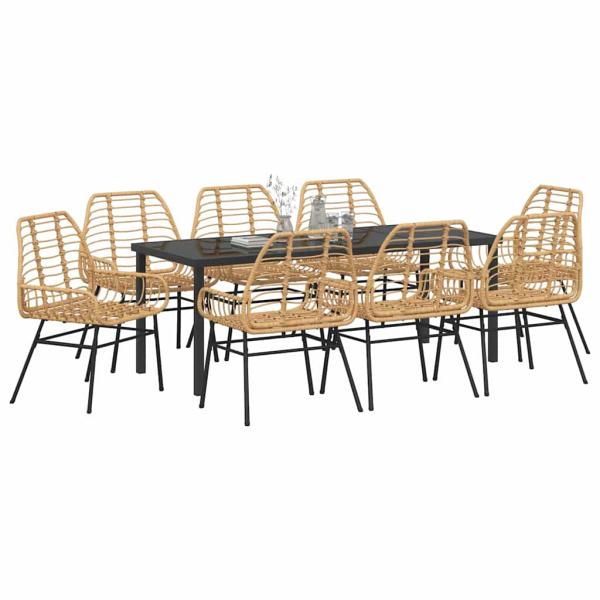 9-teiliges Garten-Ess-Set Braun Poly-Rattan