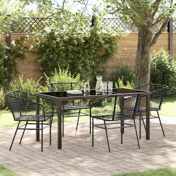 ARDEBO.de - Set aus 3 Schwarz PE-Rattan, pulverbeschichteter Stahl 2-Sitzer