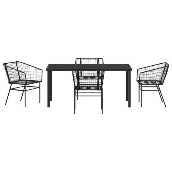 Set aus 3 Schwarz PE-Rattan, pulverbeschichteter Stahl 2-Sitzer