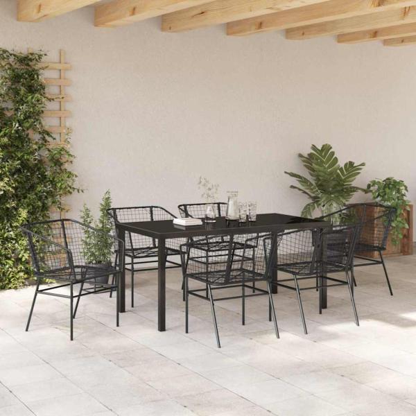 Set mit 4 Schwarz PE-Rattan Mittel UV-beständige Materialien