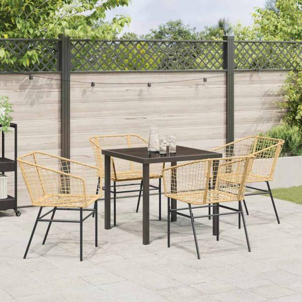 5-teiliges Garten-Esszimmer-Set Braun Poly Rattan