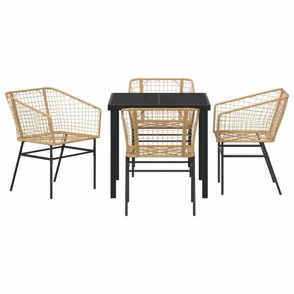 5-teiliges Garten-Esszimmer-Set Braun Poly Rattan