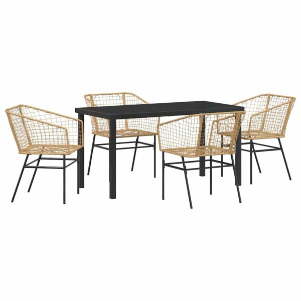 5-teiliges Garten-Esszimmer Set Braun Poly-Rattan