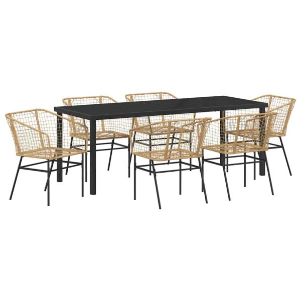 Garten Essgruppe 7 stk. Braun Poly-Rattan