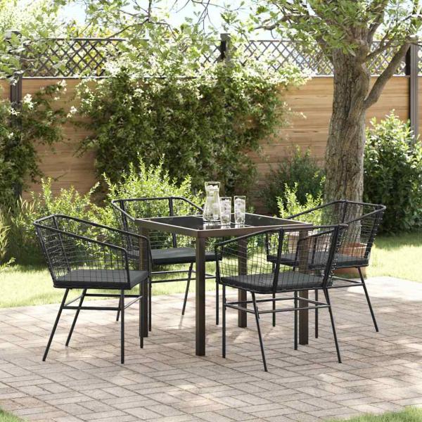 ARDEBO.de - Set aus 3 Schwarz Poly-Rattan, Pulverbeschichteter Stahl Standard