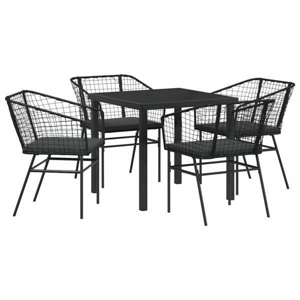 Set aus 3 Schwarz Poly-Rattan, Pulverbeschichteter Stahl Standard