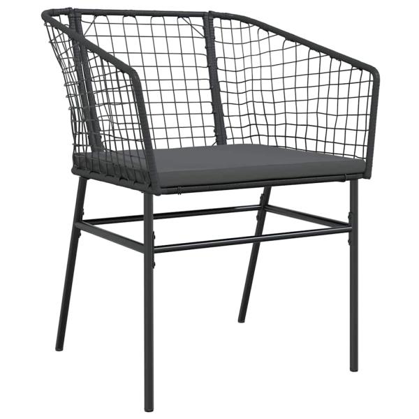 Set aus 3 Schwarz Poly-Rattan, Pulverbeschichteter Stahl Standard