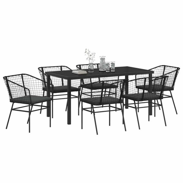 Set aus 4 Schwarz Poly-Rattan Zweisitzer