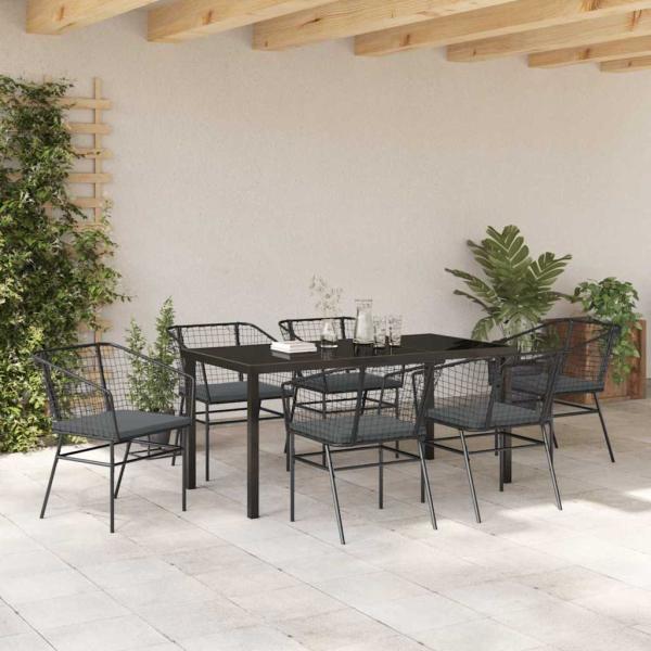 Set aus 4 Schwarz Poly-Rattan Zweisitzer