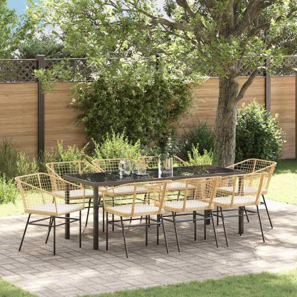 ARDEBO.de - Garten Essgruppe 9 stk. Braun Poly-Rattan