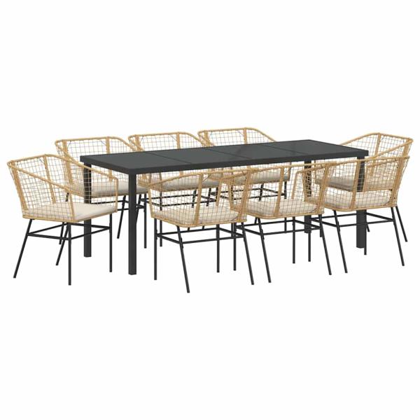 Garten Essgruppe 9 stk. Braun Poly-Rattan