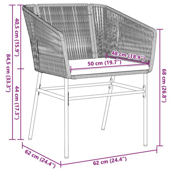3-teiliges Garten-Esstisch-Set mit Kissen Schwarz Poly-Rattan