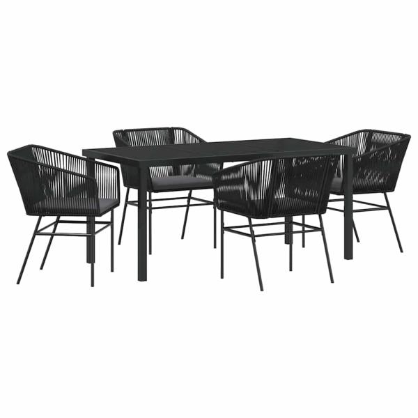 Set aus 3 Schwarz PE-Rattan, pulverbeschichteter Stahl Mittel