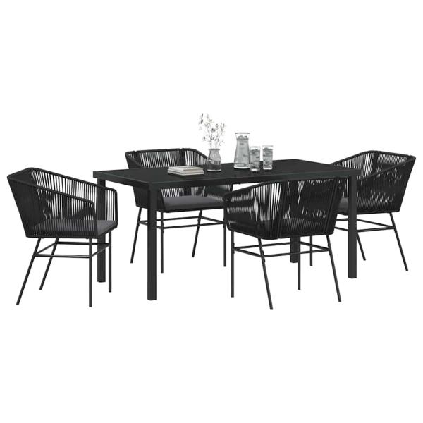 Set aus 3 Schwarz PE-Rattan, pulverbeschichteter Stahl Mittel
